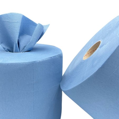 Bobine d'essuyage bleue 3 plis 
