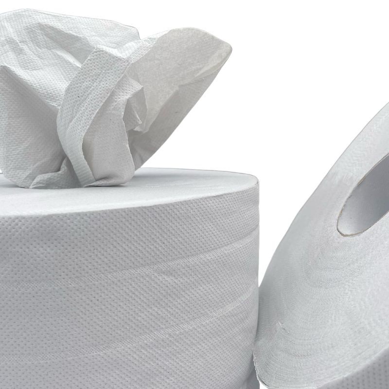 Bobine d'essuyage papier blanche T.1000 - lot de 2