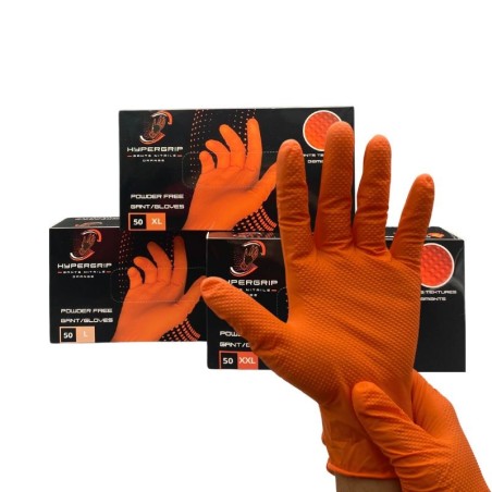 GANTS  JETABLE ORANGE NON POUDRE ULTRA RESISTANT GARAGE/ ATELIER - TRIMATEX