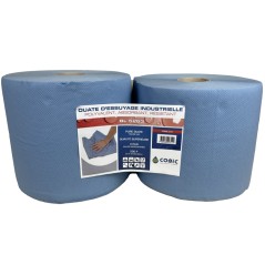 Bobine d'essuyage bleue 3 plis 500 F 24x33 cm - lot de 2