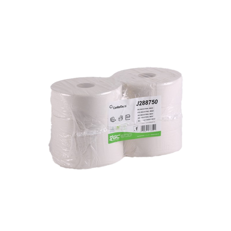 Papier hygiénique maxi jumbo T380M - ouate blanc 2 plis - paquet de 6rlx